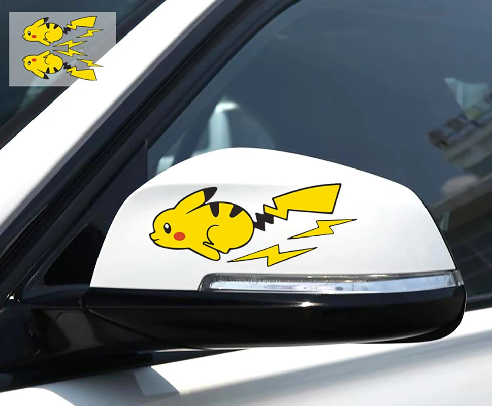 Kawaii Pokemon Pikachu Car Stickers Cartoon Styling Waterproof Auto Window Driving Mirror Decals Car Windshield Decorations