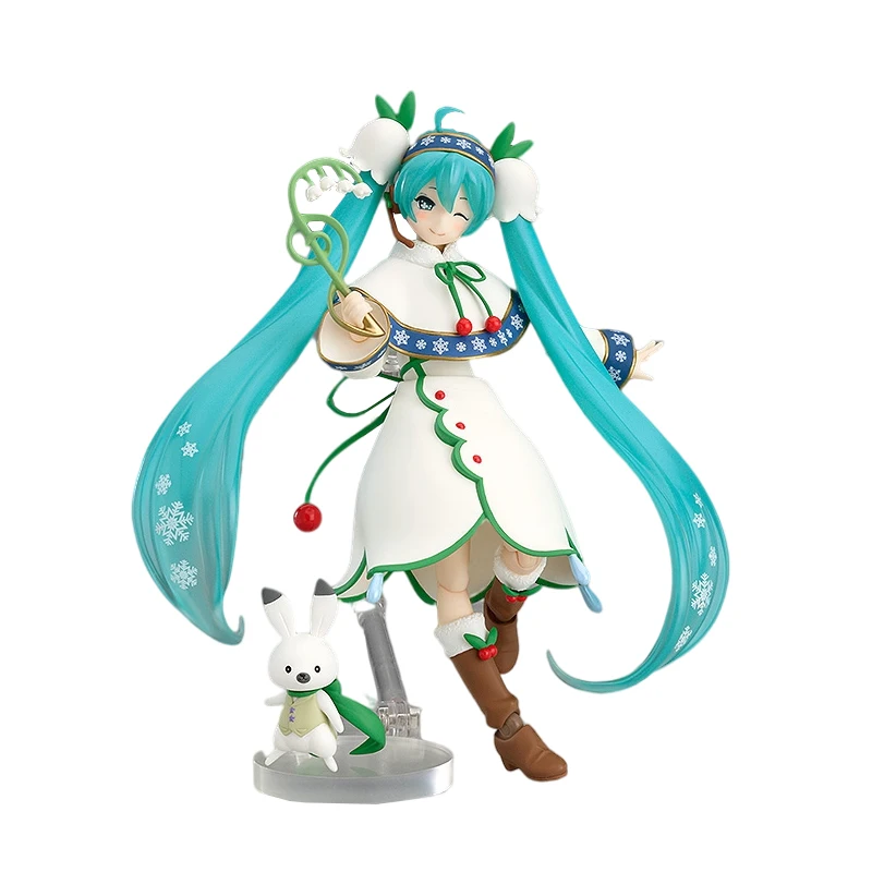 Original Anime Figurine Figma VOCALOID Snow Hatsune Miku Snow Bell Ver 13cm PVC Action Collection Doll Decration Model Kids Toys