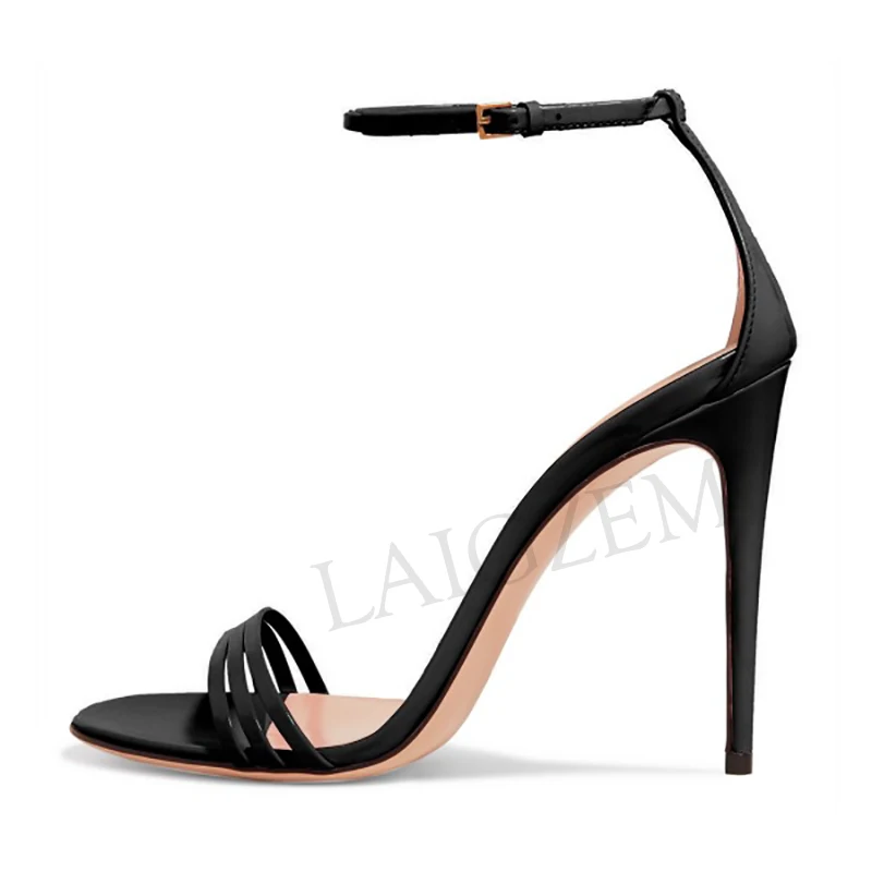 LAIGZEM SEXY Women Sandals Ankle Strap Stiletto Heels Summer Party Summer Basic Sandalia Shoes Ladies Woman Large Size 47 50 52