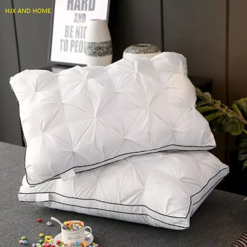 100% Cotton Pillowcase White Goose Down/Feather Pillow Orthopedic Neck Pillows High Quality Health Pillow For Sleeping