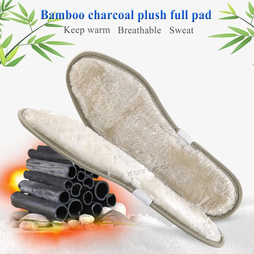 KOTLIKOFF Keep Warm Heated Insole Cashmere Thermal Insoles Thicken Soft Winter Sport Shoes For Man Woman Boots Pad Sole Insert