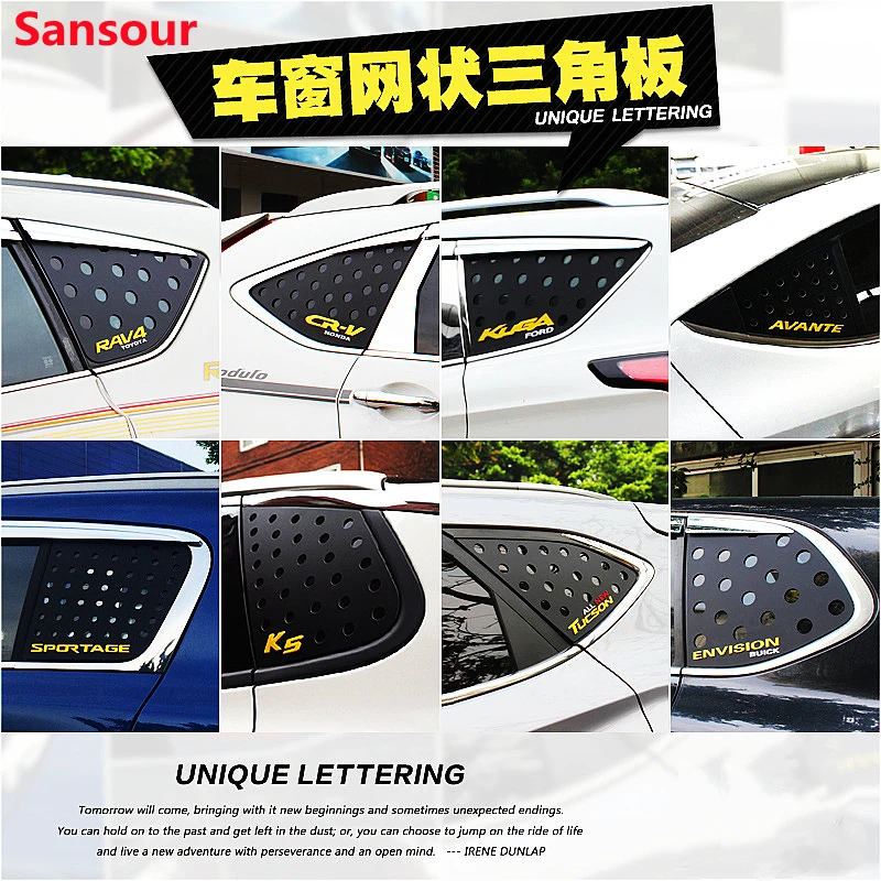 Sansour Car Exterior Rear Window Triangle Glass Decoration Cover Trim Stickers for Kia Sportage 2011 2012 2013 2014 2015-2019