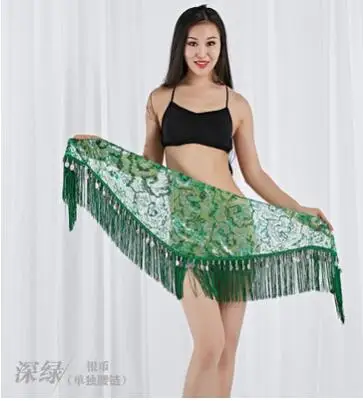 1pcs/lot woman belly dancing costumes mesh sequins tassel belly dance hip scarf