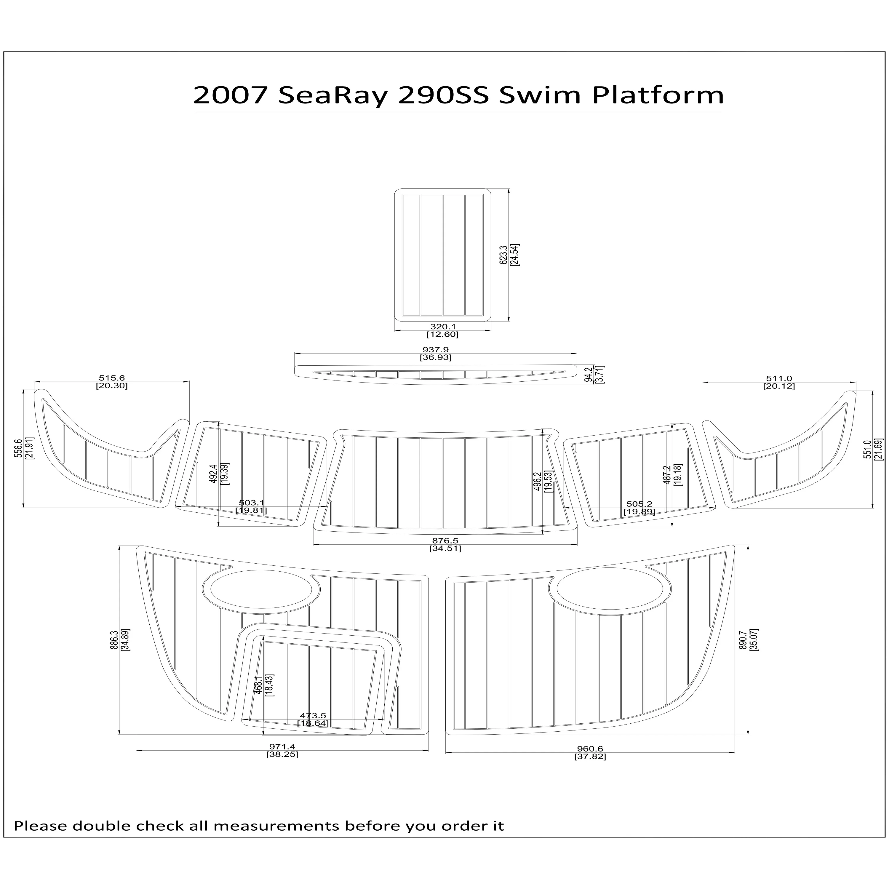 

2007 SeaRay 290SS Swim Platform Boat EVA Faux Foam Teak Deck Floor Pad