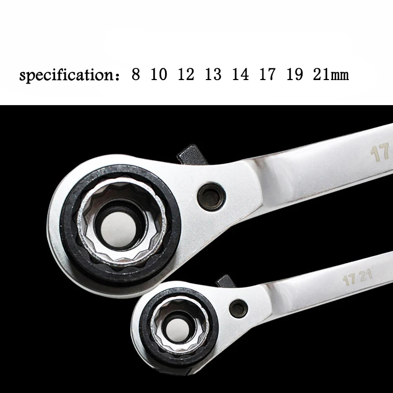 8-21mm 8-In-1 Multifunction 72 Teeth Ratchet Socket Wrench Non-Slip 12 Teeth Sleeve Spanner Double-Headed Car Repair Tools