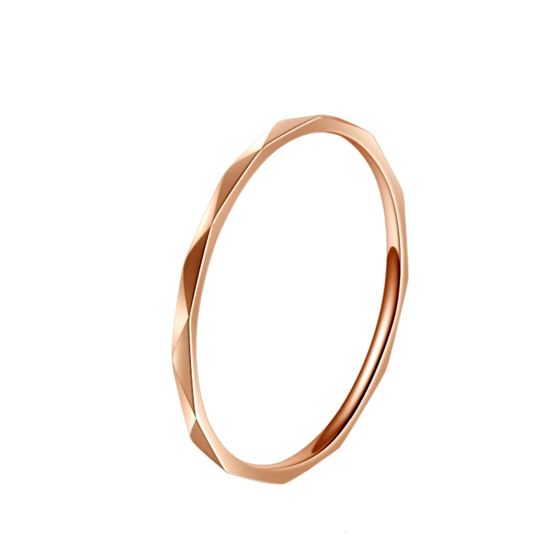 Thin Rhombus Ring for Women 18KGP Rose Gold Color Titanium Steel Fashion Stainless Jewelry Gift Wholesale(GR230)