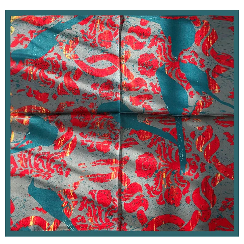 

2024 Real Silk Scarf For Female Print Square Neck Headband 53*53cm Foulard Hijab Scarves Women Shawls And Wraps Bandana Stole