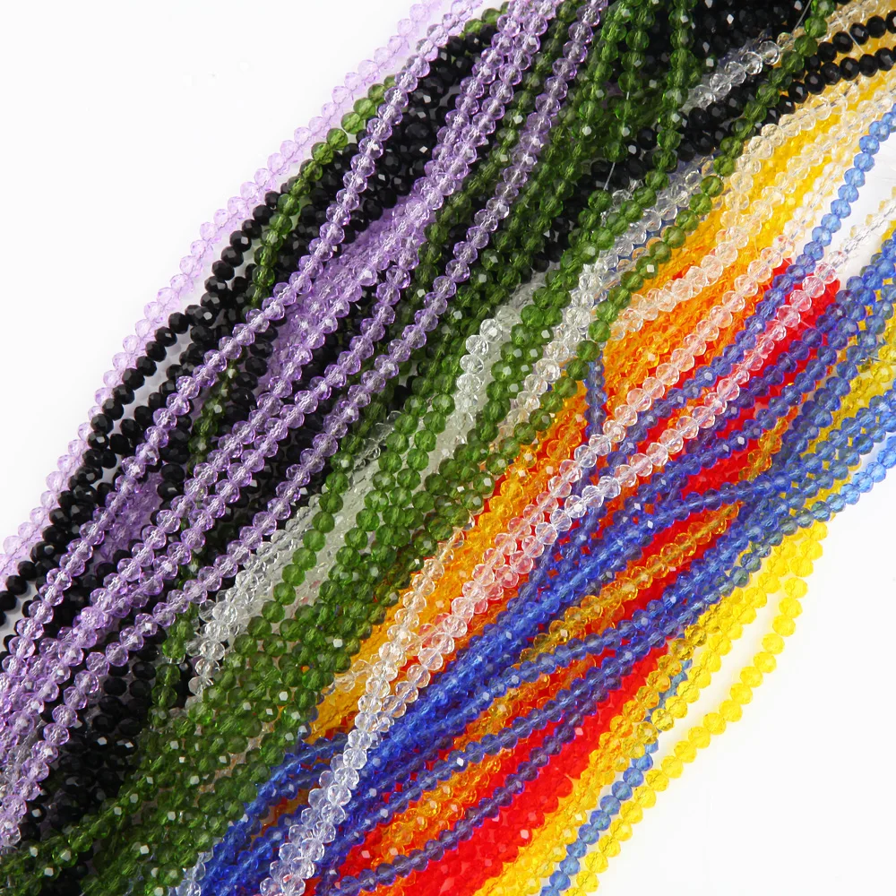 1strand 3*4mm 6mm Crystal Rondelle Beads Faceted Loose Spacer Glass Beads Multicolor Diy for Jewelry Making Bracelet Necklace