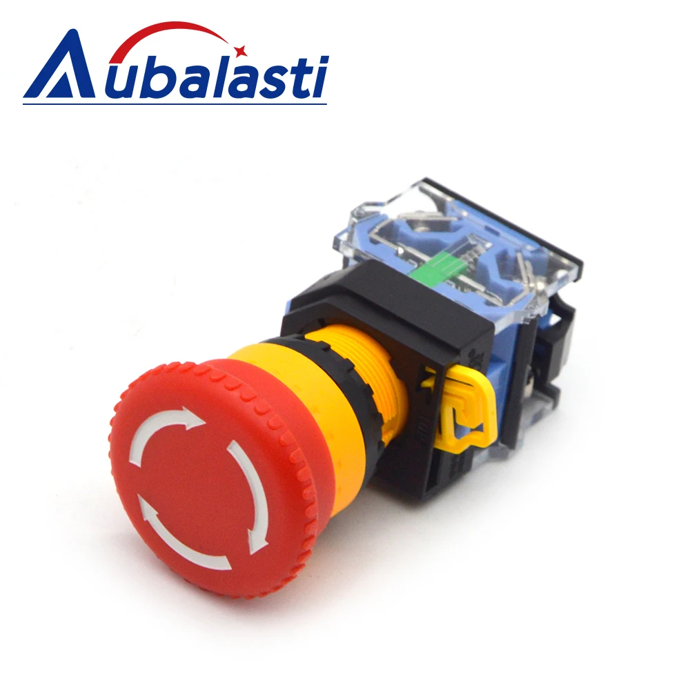 Aubalasti Emergency Stop Switch 10A Button Switch Open and Close Self-Locking for for Laser Engraving Machine Parts