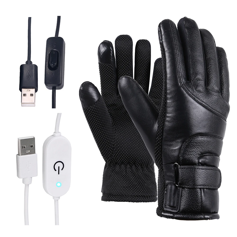 Winter Electric Heated Gloves Windproof Cycling Warm Heating Touch Screen Adjustable temperature Gloves USB Powered Heated glove