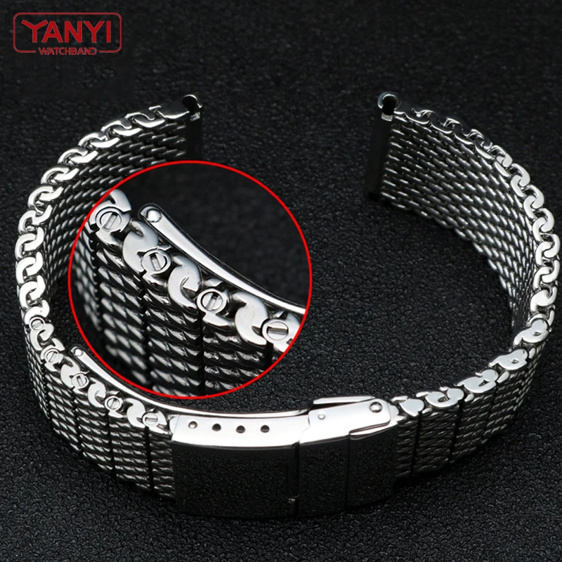 High quality 316L stainless steel watchband solid metal band for breitling AB2010 Watch strap mens luxury 22 24mm mesh bracelet