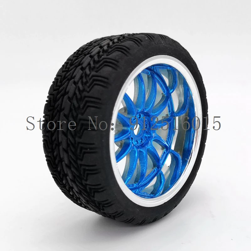 4pcs 1/10 RC Parts Soft Rubber Road Racing Tires Tyre Wheel Rim(Chrome) for 1:10 Touring Car Drift Car Flat Tire