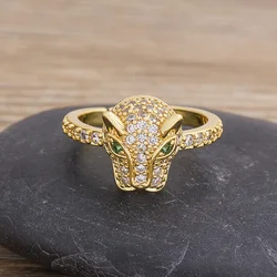 AIBEF AAA Cubic Zirconia Crystal Opening Bull Animal Gold Color Adjustable Finger Rings Women Fashion Statement Jewelry Gift