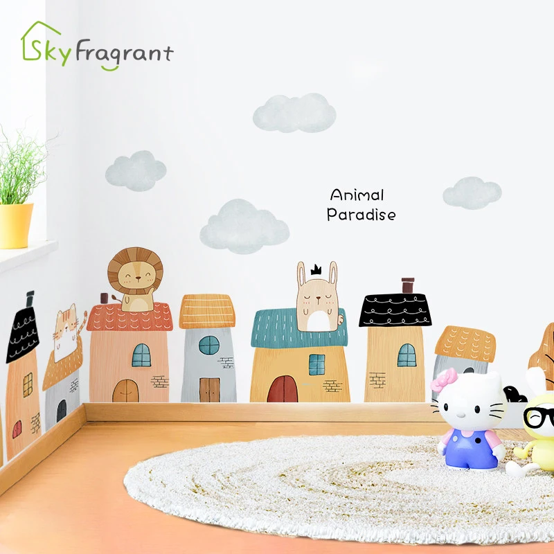 

Рай для животных плинтус самоклеящаяся наклейка на стену s для детской комнаты домашний декор плинтус наклейка для гостиной украшение стен...