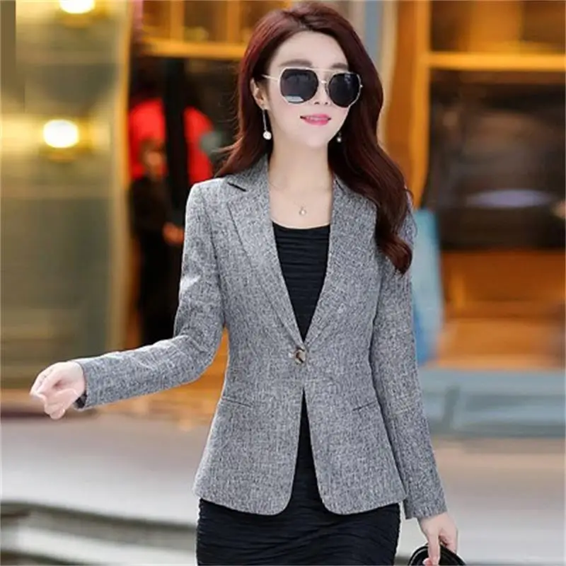 Baru Kualitas Tinggi Musim Semi Musim Gugur Wanita Blazer Elegant Office Lady Blazers Tipis Cocok untuk Wanita Jaket Besar Kode suit