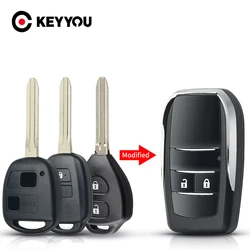 KEYYOU modificato 2/3 pulsanti portachiavi auto pieghevole per Toyota RAV4 Avalon Echo Prado Tarago Camry Tarago TOY43 lama upgriglia