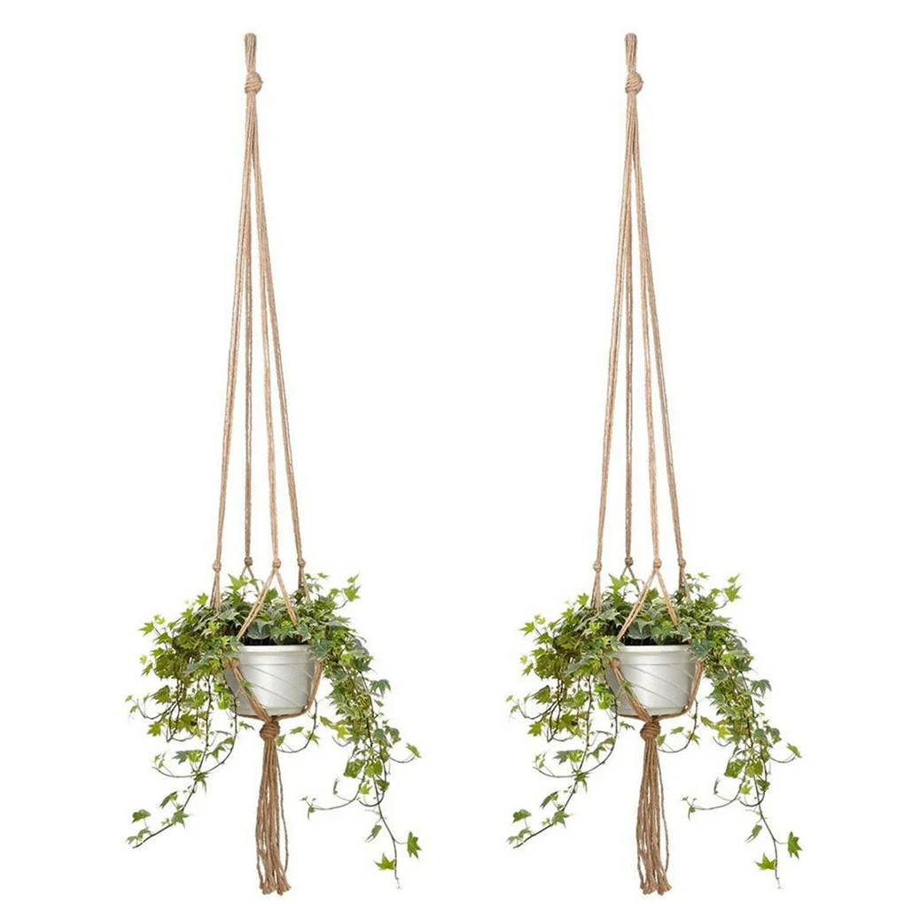 4 Pcs Blume Korb Seil Macrame Wand Hängen Hänge Blumentopf Pflanzen Aufhänger Hängen Körbe Handgemachte Home Garten Balkon Decor