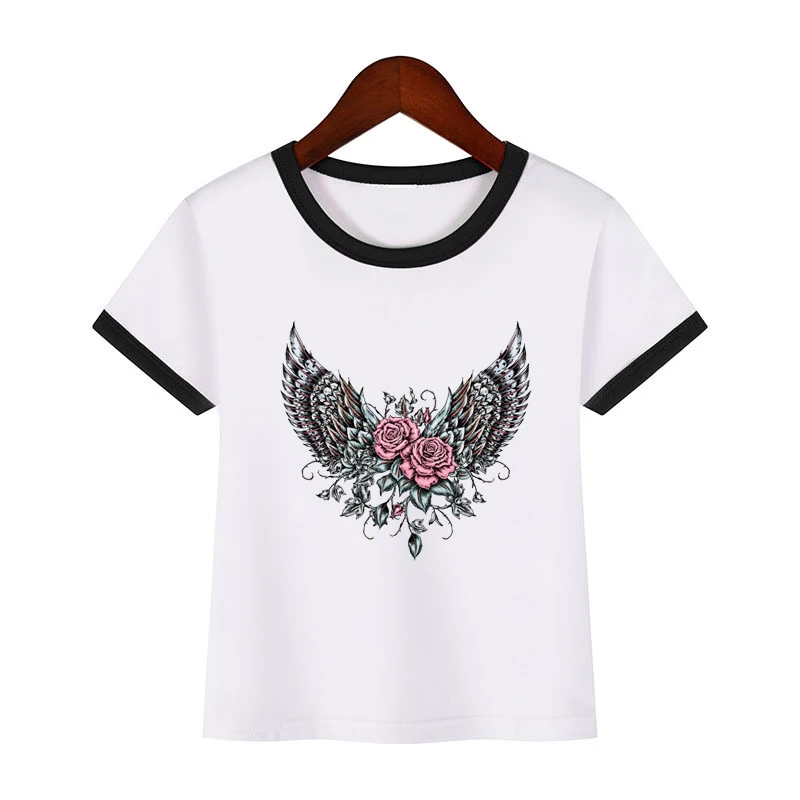 Vintage flower anchor print tee shirt summer children's clothes girl t-shirt top white short sleeve camisetas lovely t shirt