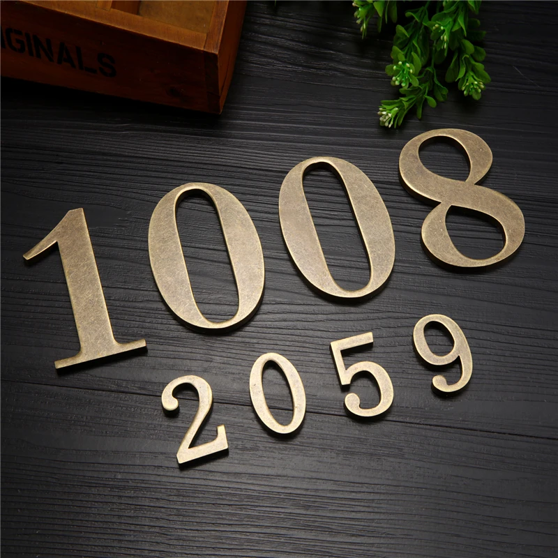 Metal Bronze Digitals Stereo Door House Number 10CM * 6CM Size Letter House Number Room Number Digital Sign Door Number Plate