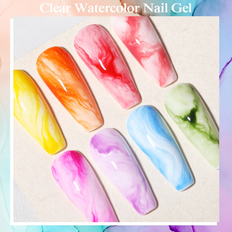 BORN PRETTY 10ml Clear Watercolor Nail Gel Gradient Effect Gel Polish Soak Off UV LED Nail Art Gel Function Gel