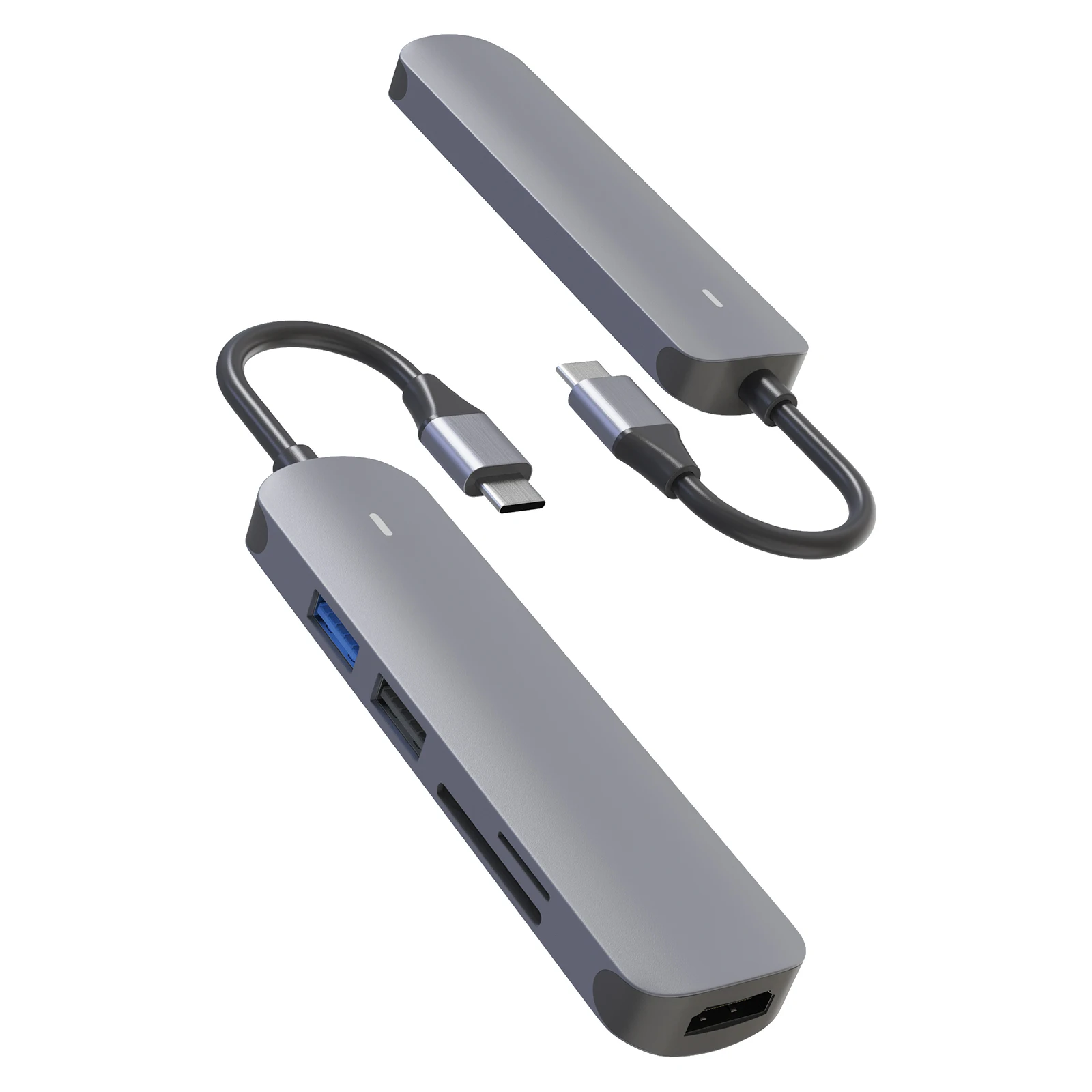 HUO JI – Hub USB type-c vers HDMI 5 en 1, adaptateur avec sortie HDMI 4K, Compatible avec lecteur de carte SD/TF, USB 3.0