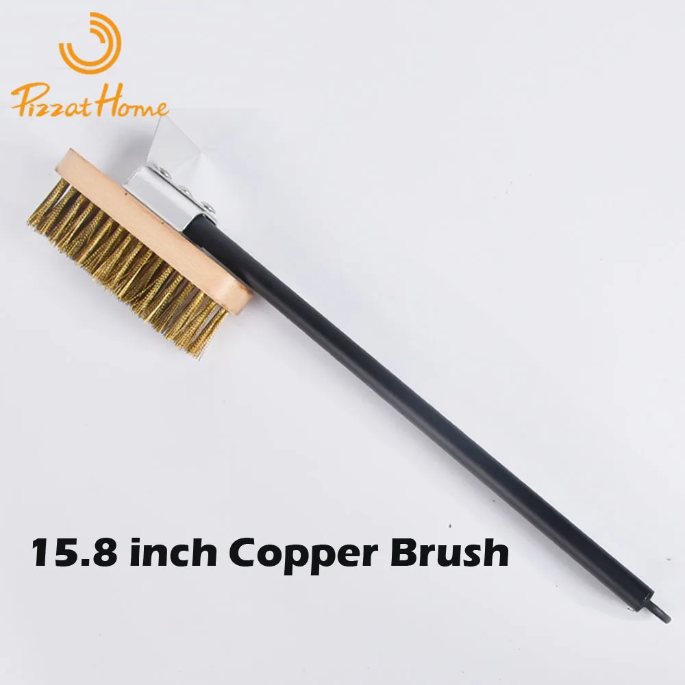 

PizzAtHome Pizza Oven Copper Brush Grill Cleaning Oven Brush with 15.6/31.5 inch Aluminium Handle Bristle Brass Scraper Brush