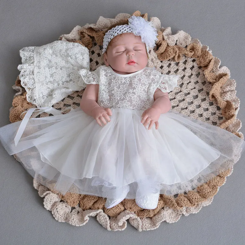 Baby Baptism Dress Long Lace Princess Newborn Baby Christening Gowns 1 Year Birthday Party Wedding Infant Christening Dress