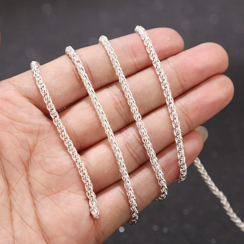 1 Meter Stainless Steel Silver Plated Wheat Chain 3mm Width Twisted Rope  for Men Women Bracelet Necklace Jewelry Making