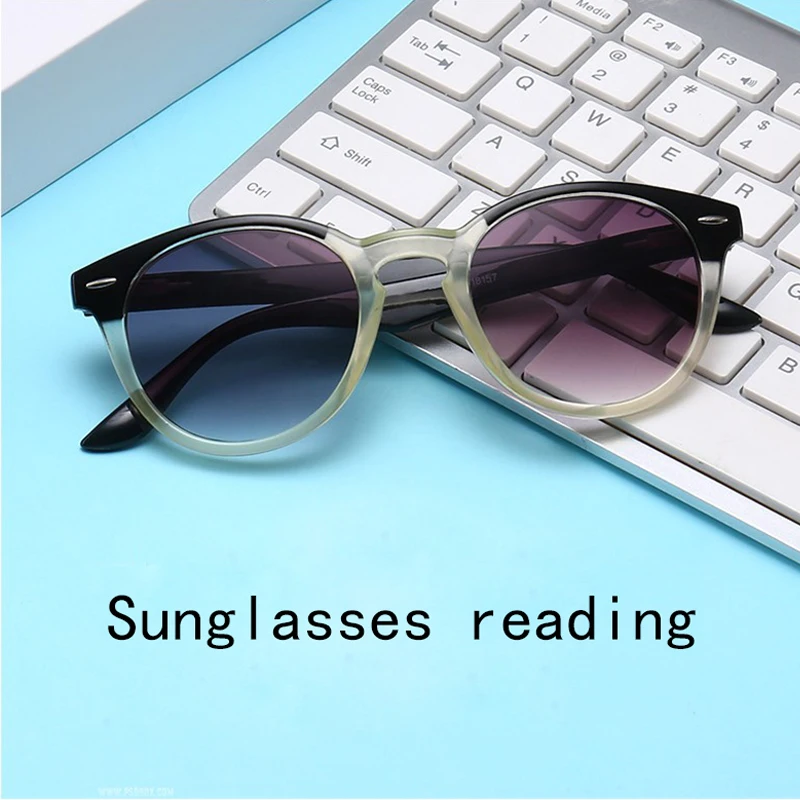 MGHBHS Fashion Gradually Changes Color Reading Glasses Men's Color Sun Reading Glasses Women's Progressive Sunshade Mirror