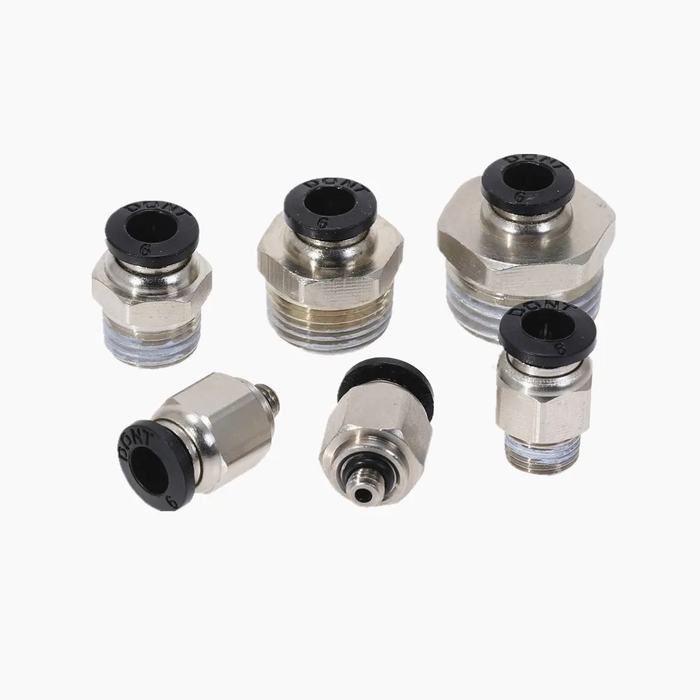 10PCS Pneumatic Fittings Connection PC6 Male Thread -M5 M6 1/8 1/4 01 02 To Tube Push Air Tube Straight Connection 6mm