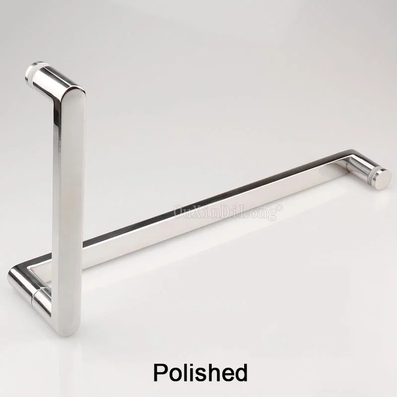 1PCS Gold/Dumb Black Stainless Steel Frameless Shower Glass Door Handles L Shape Glass Door Push / Pull Handles Towel Bar GF136