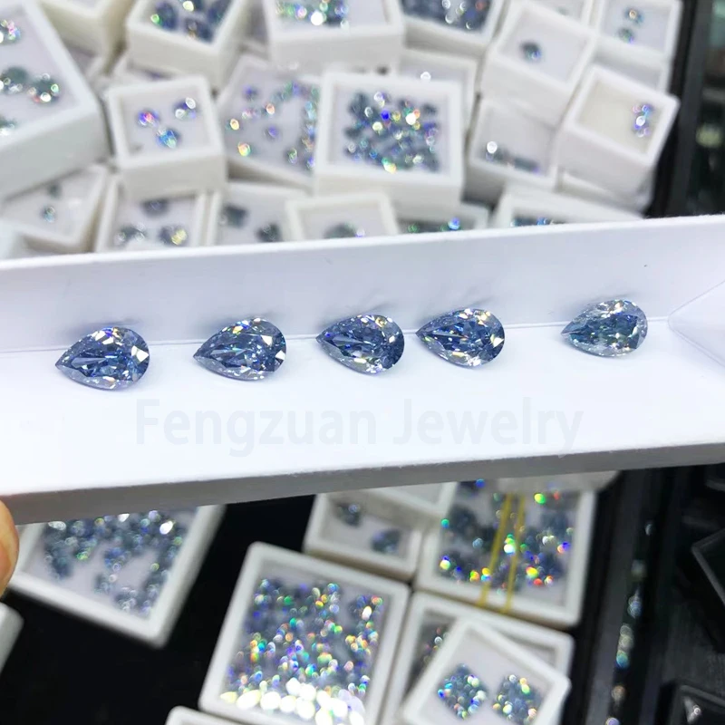 Princess Shape Loose Moissanite Diamond Stone Dark Blue 7x7mm 2ct Wholesale Synthetic Moissanites Gems for Ring Making