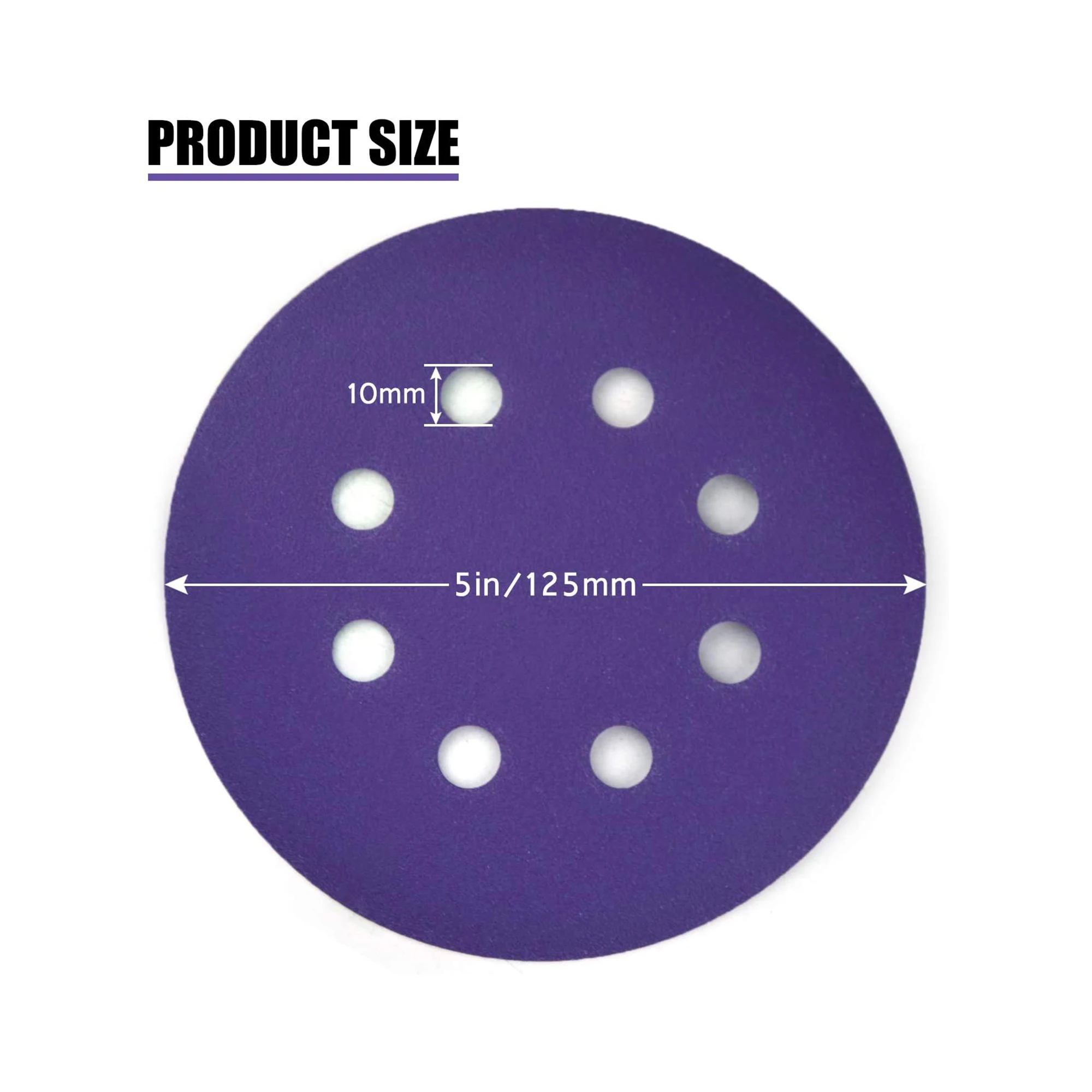 POLIWELL 10PCS 5 Inch 8-Holes Grit 60-240 Purple Dry Sanding Paper Discs for Hook & Loop Festool Sanding Pad Sander Accessories