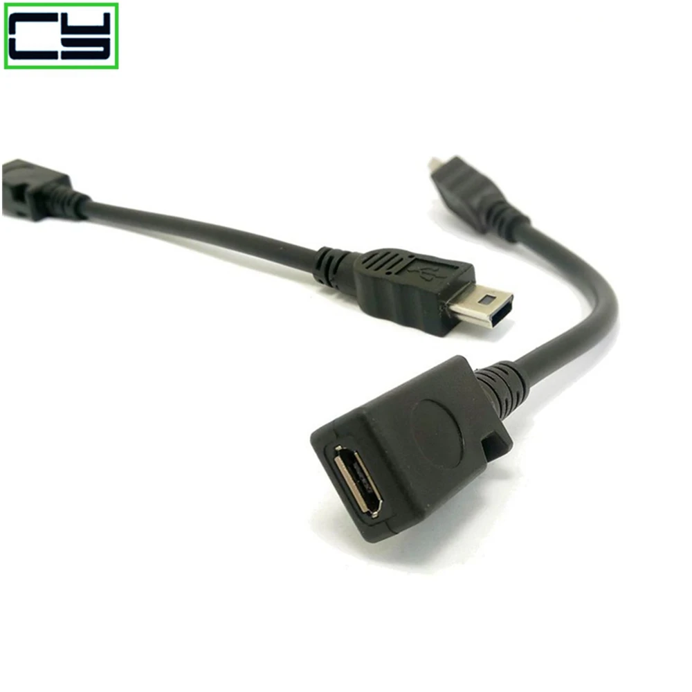2PCS Mini USB male to Micro USB B feMale data charger cable adapter converter charger data cable