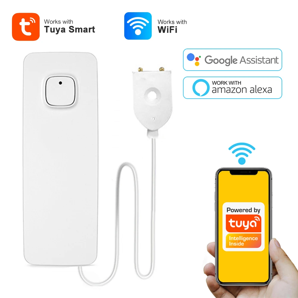 Tuya Wifi Water Leakage Sensor Wireless Flood Overflow Sensor Smart Home Alarm System APP Remote Control Water Leakage Detector