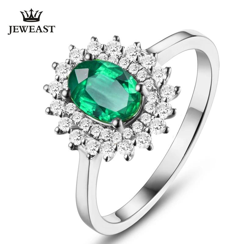 

SLFD Natural Emerald 18K Pure Gold 2023 New Hot Selling Top Ring Women Heart Shape Ring For Ladies Woman Genuine Jewelry