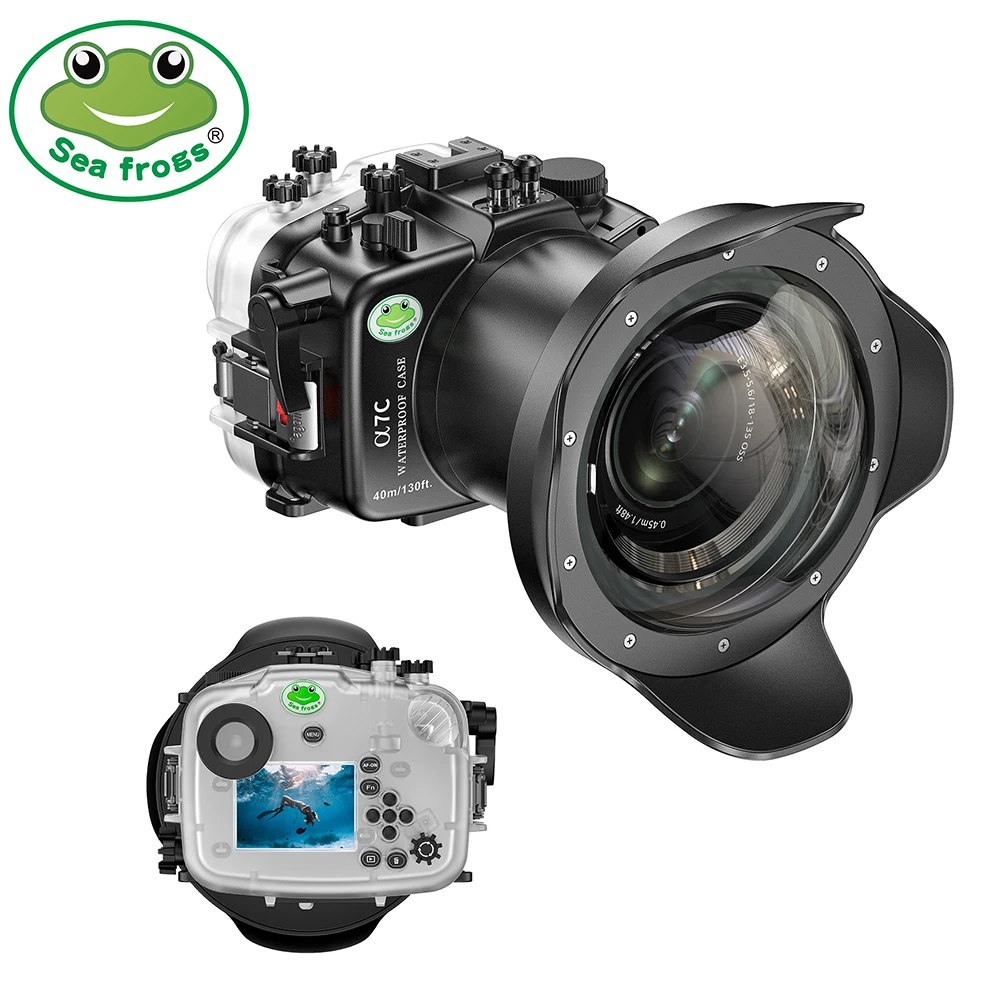 

Seafrogs Underwater Diving Housing Case For Sony A7C With 6" Dome 16-35mm Lens Waterproof Camera Rubber Cover Box For Diving