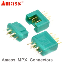 5pair/lot Amass MPX Male Female 6-pin Plug Connector Gold Plating For RC Model Part Airplane Plane Drone Toys DIY Parts