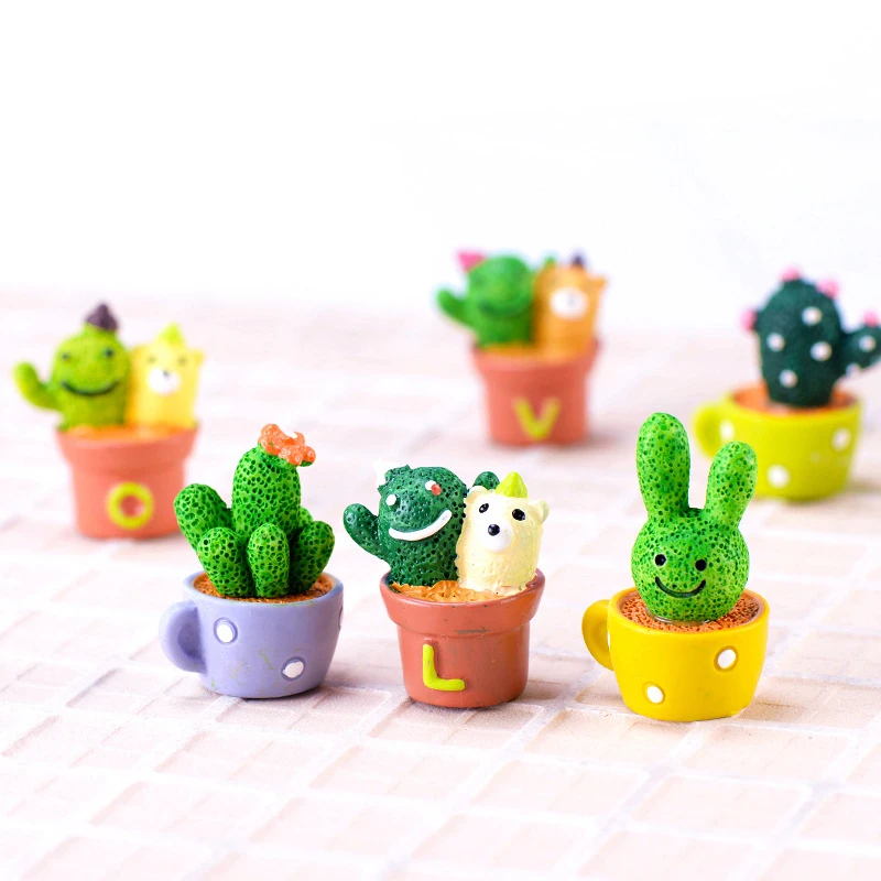 4 Pcs LOVE Cactus Bryophyte Micro-landscape Eco-bottle Accessory DIY Resin Handicraft Simulated Multi-flesh Arrangement
