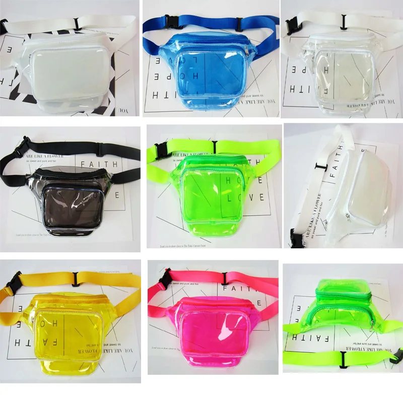 3pcs 2021 New Women Pvc Jelly Transparent Fanny Packs Summer Beach Waterproof Waist Bags