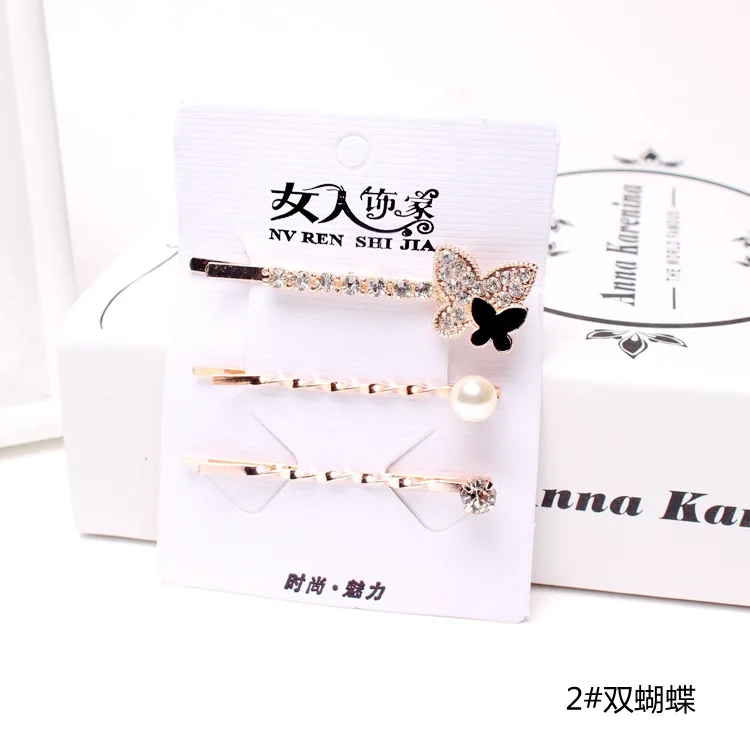 1pack/3pcs Korean Hairpins Women Girls Crystal Rhinestone Hair Clip Barrette Hairpin Hairband Clamp Barrettes Hair Accessories