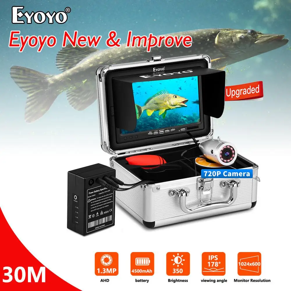 

Eyoyo EF07H Sea Fishing Camera 1024x600 IPS 7 inch 30m Screen HD Fish Fish Finder Camera 12pcs IR led lights 4500mAh Battery