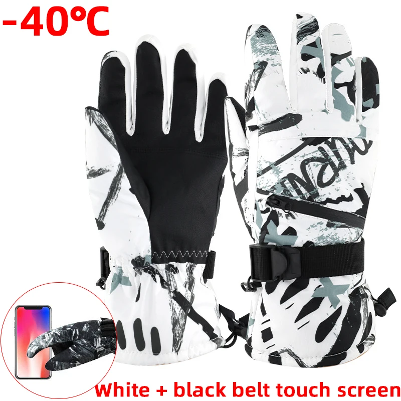 New Men\'s Ski Gloves Fleece Snowboard Gloves Snowmobile Motorcycle Riding Winter  Windproof Waterproof Unisex Can Touch Screen