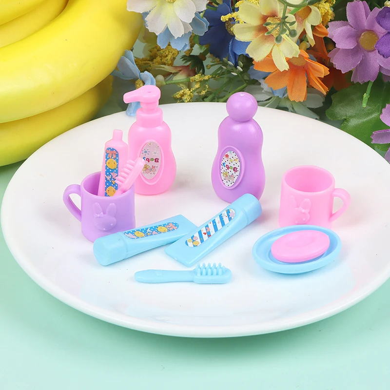 1/6 1/12 Dollhouse Miniature Mini Cup Toothpaste Toothbrush For Doll House Furniture Accessories Toys Gifts