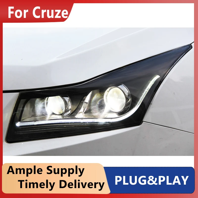 Car Styling lampa czołowa do chevroleta Cruze reflektor 2009-2016 podwójny obiektyw LED DRL LED sygnał Hid Bi Xenon akcesoria samochodowe