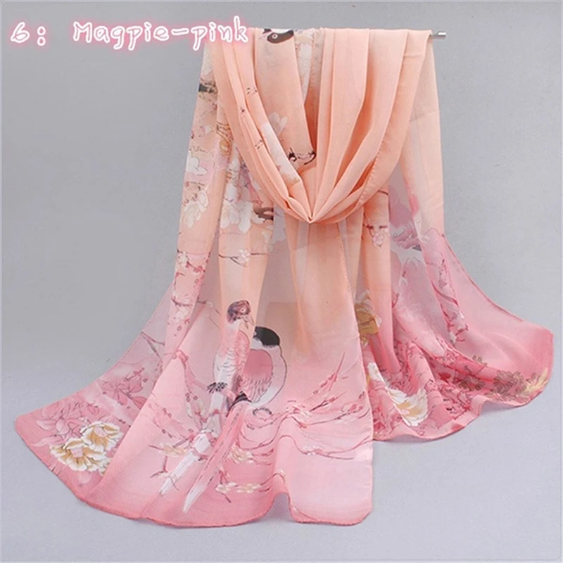 2022 Spring And Summer Women Scarf New Pashmina Shawl Printed Cape Silk Chiffon Polyester Tippet Muffler 50*165cm