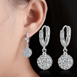 New 925 Sterling Silver Earrings Shambhala Crystal Earrings For Girls Glamour Jewelry Gifts