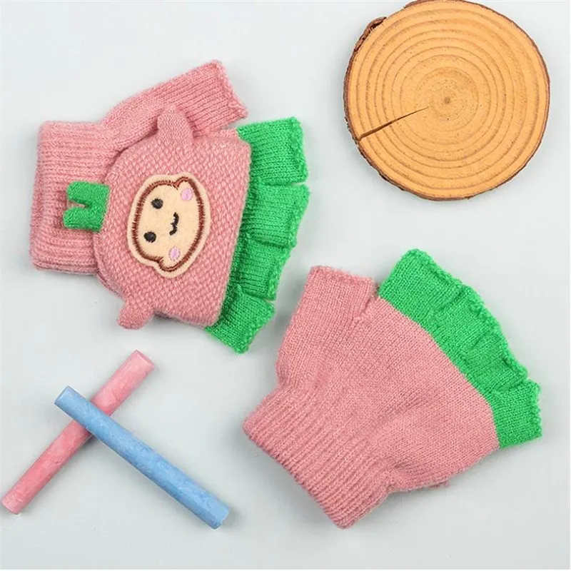 Qiu dong children little monkey clamshell knitting lovely warm gloves refers contracted a package which dual-use gloves who