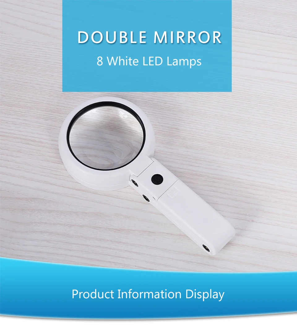 Tragbare Handlupe mit LED-Leuchten, faltbare Desktop-Lupe zum Lesen von Zeitungen, Lupe, Reparaturwerkzeug – Detail 1