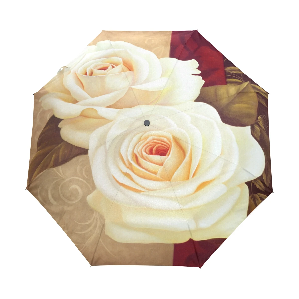 

Beautiful Rose Flowers Print Rain Umbrella 3 Folding Anti-UV Fully Automatic Women's Umbrella Parasol Outdoor Hight Qulity